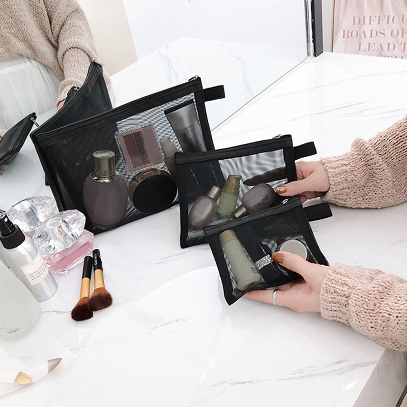 Travel Storage Cosmetic Pouch Organizer Case Mesh Makeup Bag Toiletry