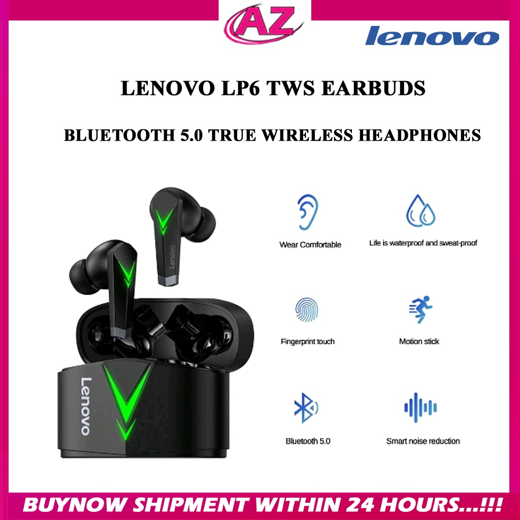 Lenovo LP6 TWS Gaming Earphones Wireless Bluetooth Headphones Low Latency