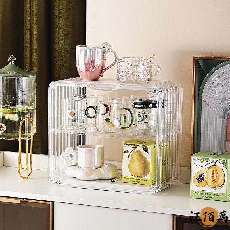 Transparent Acrylic Anti-Dust Glass Cup Rack Living Room Storage ...