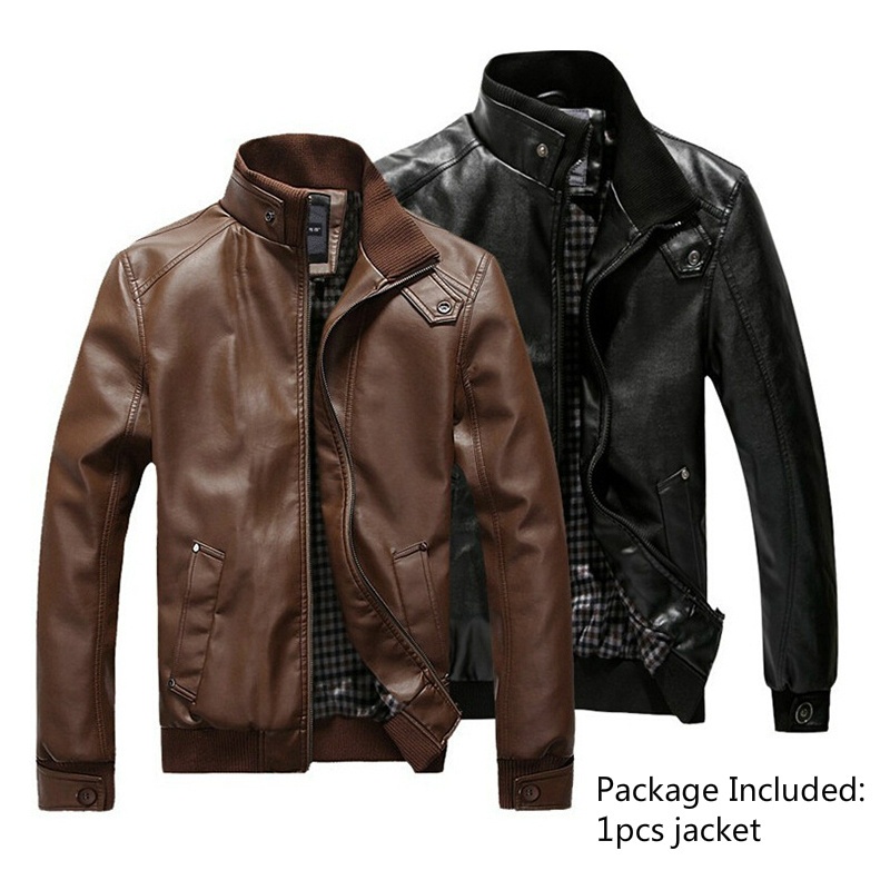 New Fashion Autumn Spring Winter Male Pu Leather Jacket Black Brown Mens Stand Collar Coats Pu Leather Motorcycle Biker Jackets Shopee Singapore