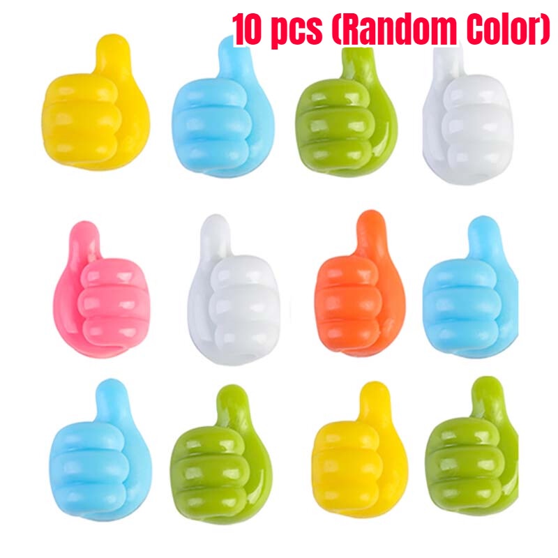 10 PCS Thumb Up Hook Random Color Silicone Cable Holder Keys ...