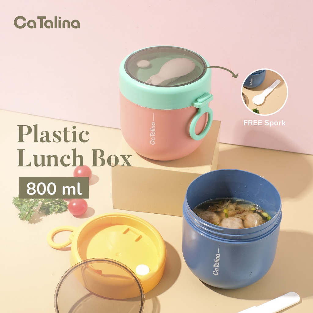 Lunch Box Kotak Makan Rantang Sup 800 ml & 900 ml Anti tumpah FREE Spork - Gambar 4