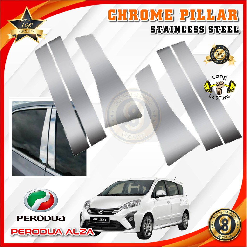 Perodua Alza Car Chrome Door Window Pillar Trim Panel Chrome Stainless ...