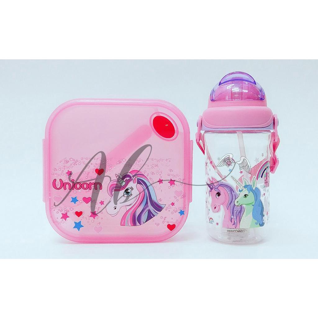 Angel Baby Unicorn Lunch Box Water Bottle 420ML Set | Shopee Singapore