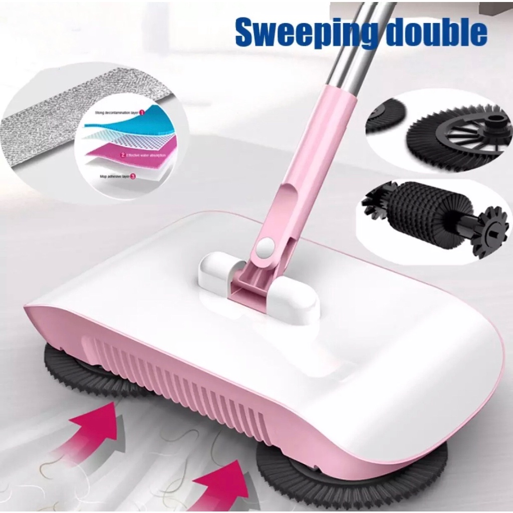 [SG SELLER] 2 In 1 Cordless Sweeper and Mop 360 Degree Lazy Hand Push