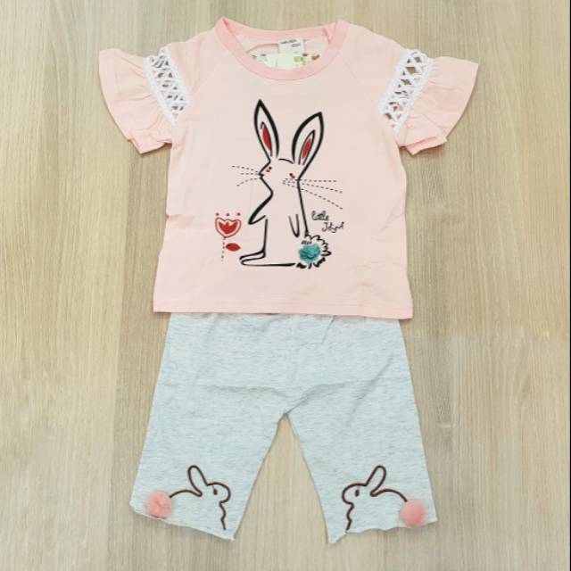 Baby girl set / t-shirt and leggings set 2pcs / baby rabbit top / bunny ...