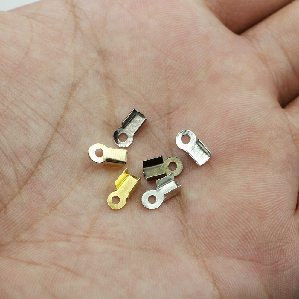 100pcs/lot fit 1mm leather cord feather Crimp beads cover clasps End ...