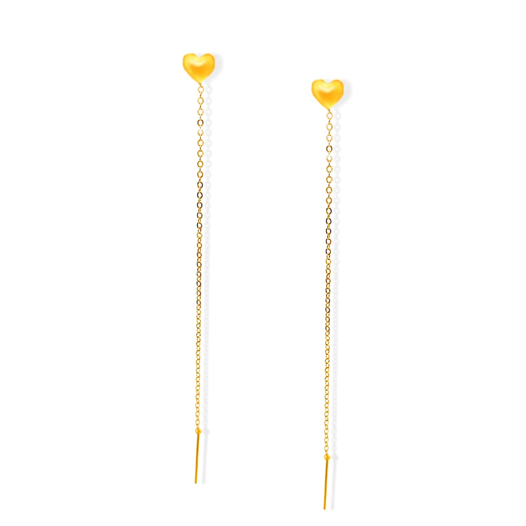 Top Cash Jewellery 916 Gold Heart Tassel Earrings