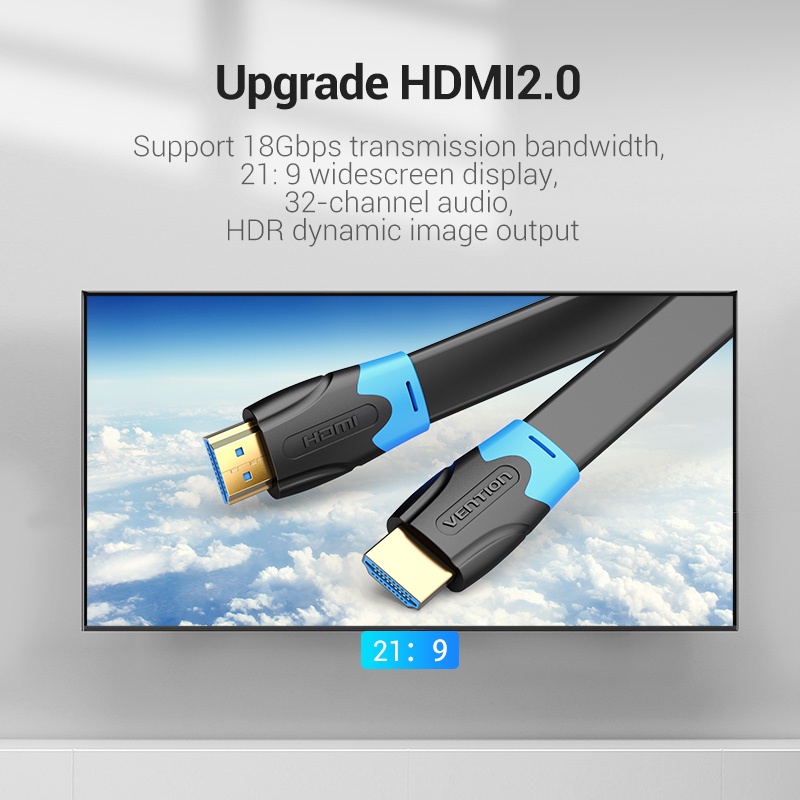 Kabel HDMI Vention M02 B02 v2.0 v1.4 4K Ultra HD Full HD HIGH Speed Cable - Gambar 2