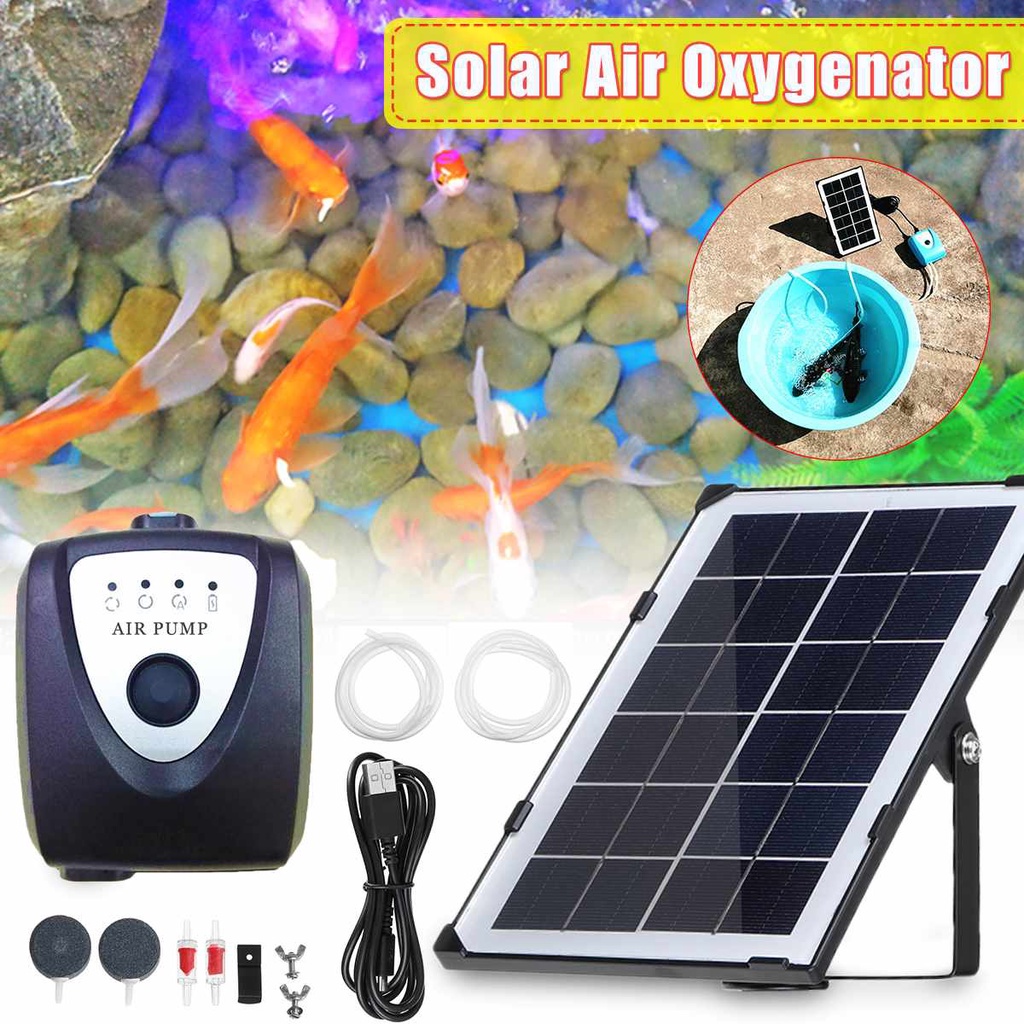 Solar Powered Oxygenator Water Oxygen Pump Pond Aerator Aquarium Air ...