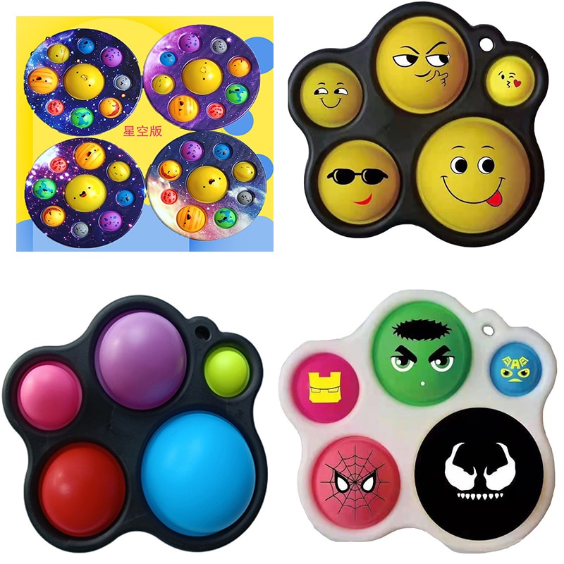 Kawaii Space Planet Cute Emoji Pop It Fidget Toys Christmas Present Anti Stress Educational Kid Toy Halloween Gifts Holiday Gift