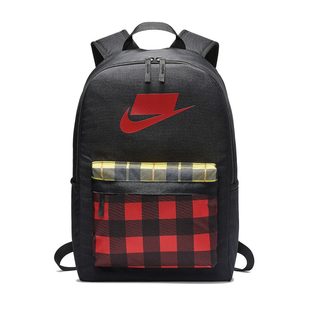 Nike Backpack Heritage 2.0 Sports Laptop Computer Bag Plaid Black Red ...