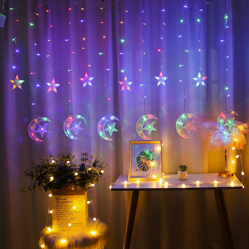 3.5 M Led Lampu Kelip2 Raya 6 Big Moon Holding Star Lights Lampu Hiasan ...