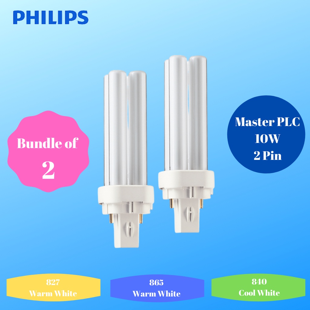 (Bundle of 2) Philips Master PL-C 10W 2 Pin (Only Left with Cool White ...