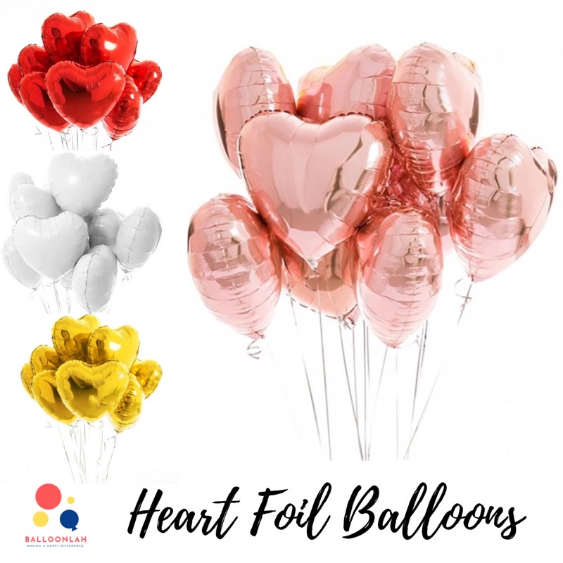 Inch Heart Foil Balloons Love Wedding Proposal Decoration Ready Stock In Sg Shopee