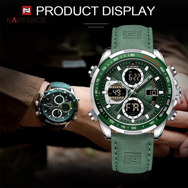 NAVIFORCE men s watch Sport Quartz Watches Luxury Brand Leather Waterproof LED Digital Wristwatch 9197 Shopee Singapore