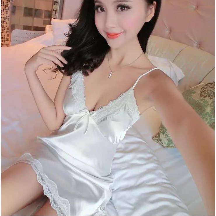 MISS'O BT003 Baju Tidur Piyama Daster Wanita Korea Seksi Mini Dres Bahan Silk Satin Adem Nyaman - Gambar 4