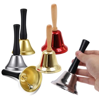 Extra Loud Hand Call Bell Wooden Handle Metal Handheld Bell Ringing Bell