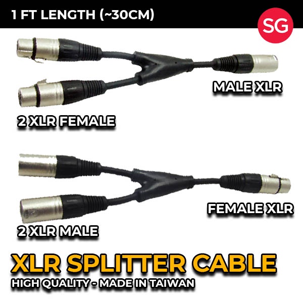 [SG] Professional XLR Splitter ( XLR female to 2 male XLR , XLR male to 2 female XLR ) 1FT