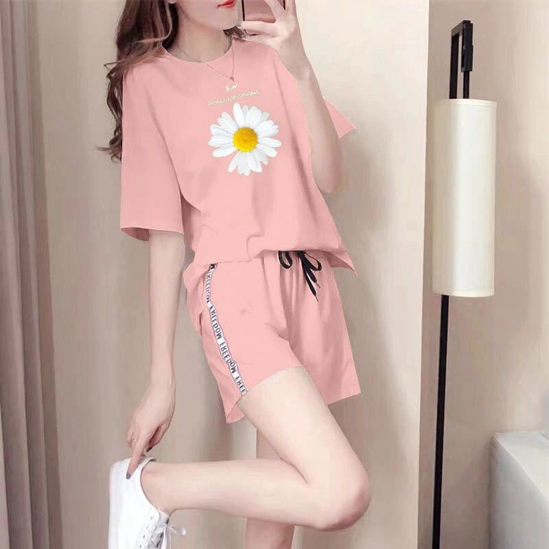 Female summer pajamas Korean Short Sleeve large loose and lovely students can wear two pieces of home clothes