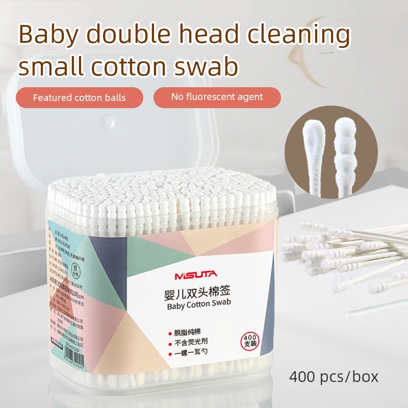 🚚[SG]2 in 1 tips Baby Cotton Swabs Organic Cotton Bud(400pcs / Contains ...