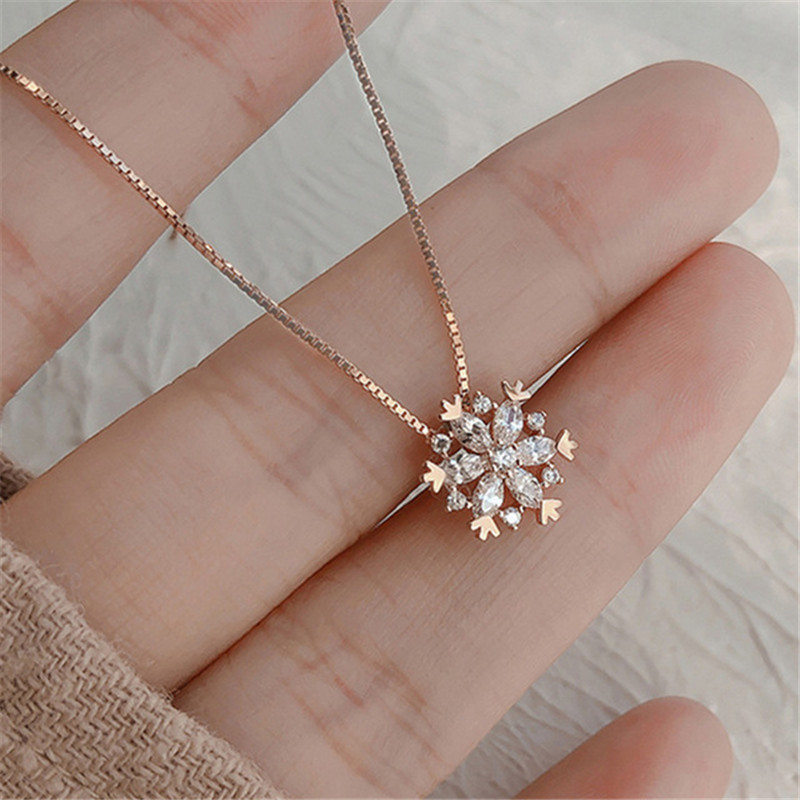 Dainty snowflake necklace sale