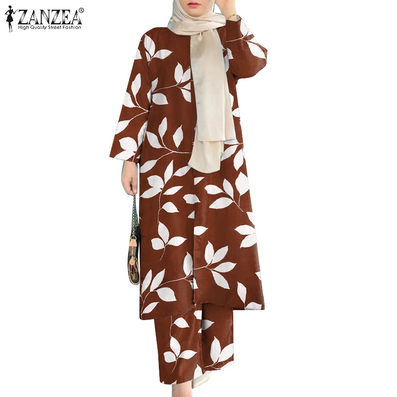 ZANZEA Fashion Muslim Sets Women Long Sleeve Blouse Pants Suits Outfits ...