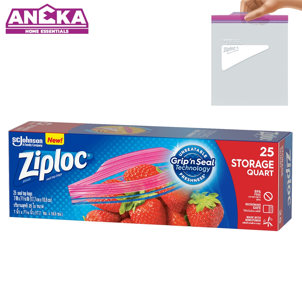 ZIPLOC Plastic Bag Storage Quart Easy Open Tabs (25's) Shopee Singapore
