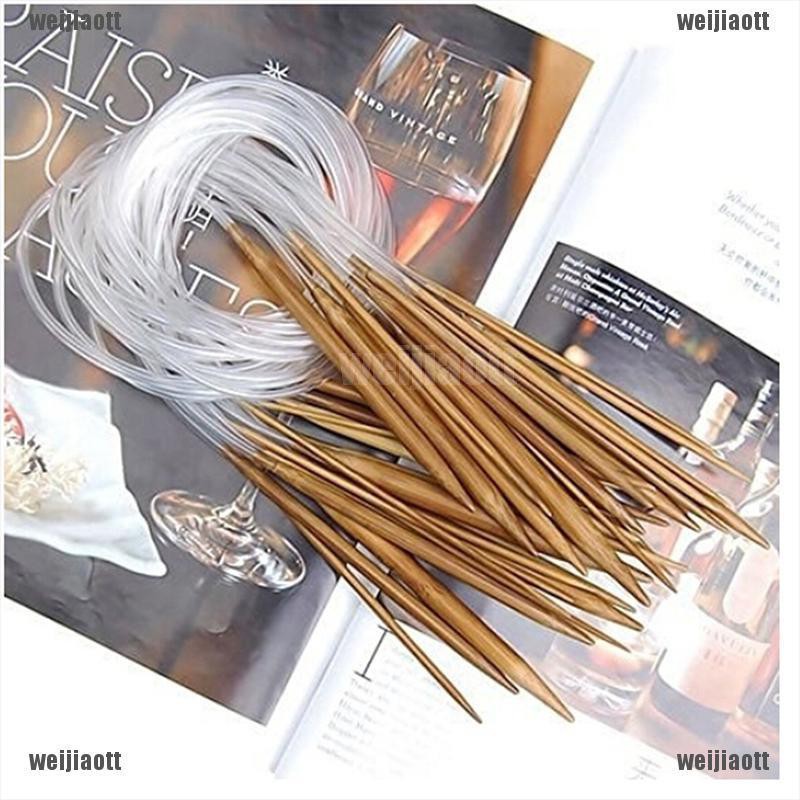 weijiaott 18Pairs Bamboo Knitting Needles 16" Circular Smooth Nature