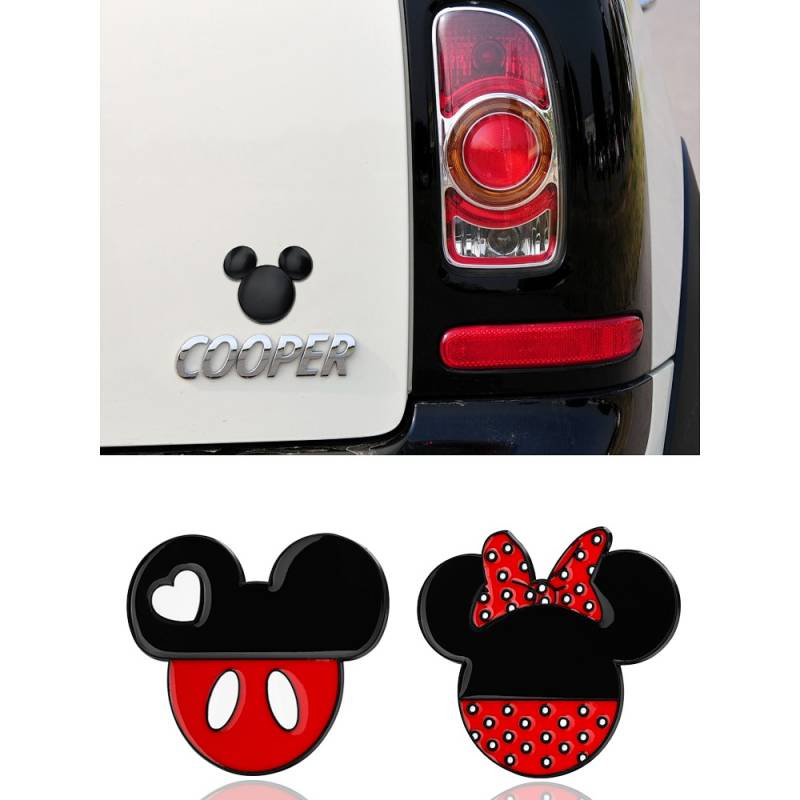 BMW Mini Car Sticker Rear Car Badge 3D Mickey Creative Personalized and ...