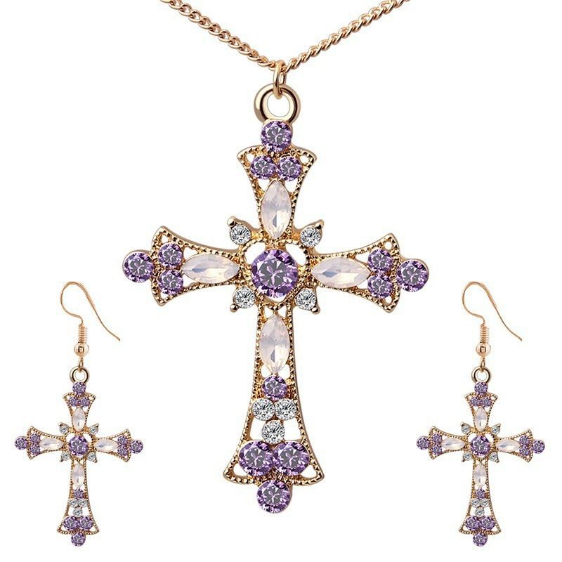 Purple on sale cross necklace