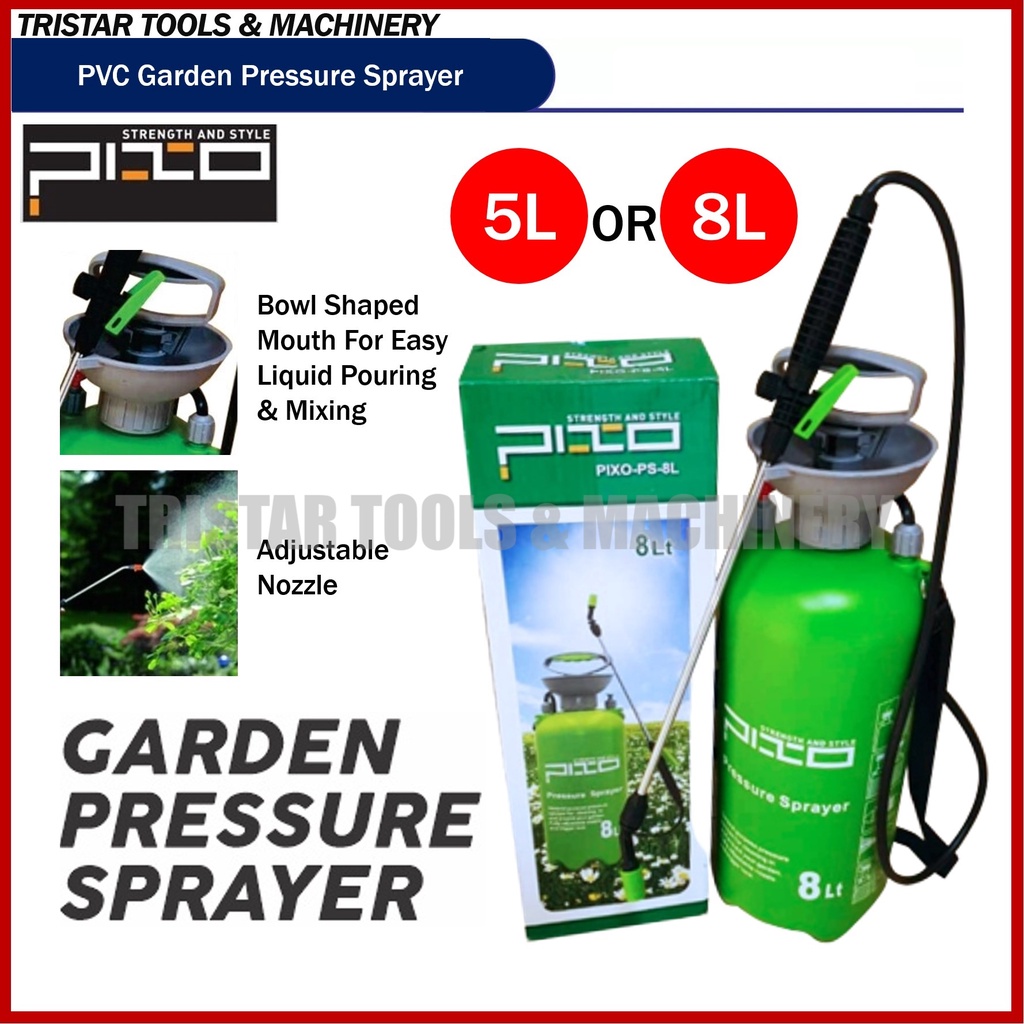 PIXO 5L\8L PRESSURE SPRAYER HAND PUMP TANK SPRAYER GARDEN CHEMICAL CAR