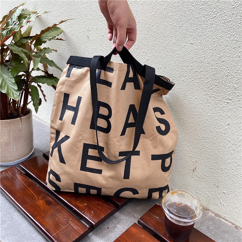 2 in 1 Women Large Letter Shopping Bag Canvas Casual Female Shoulder