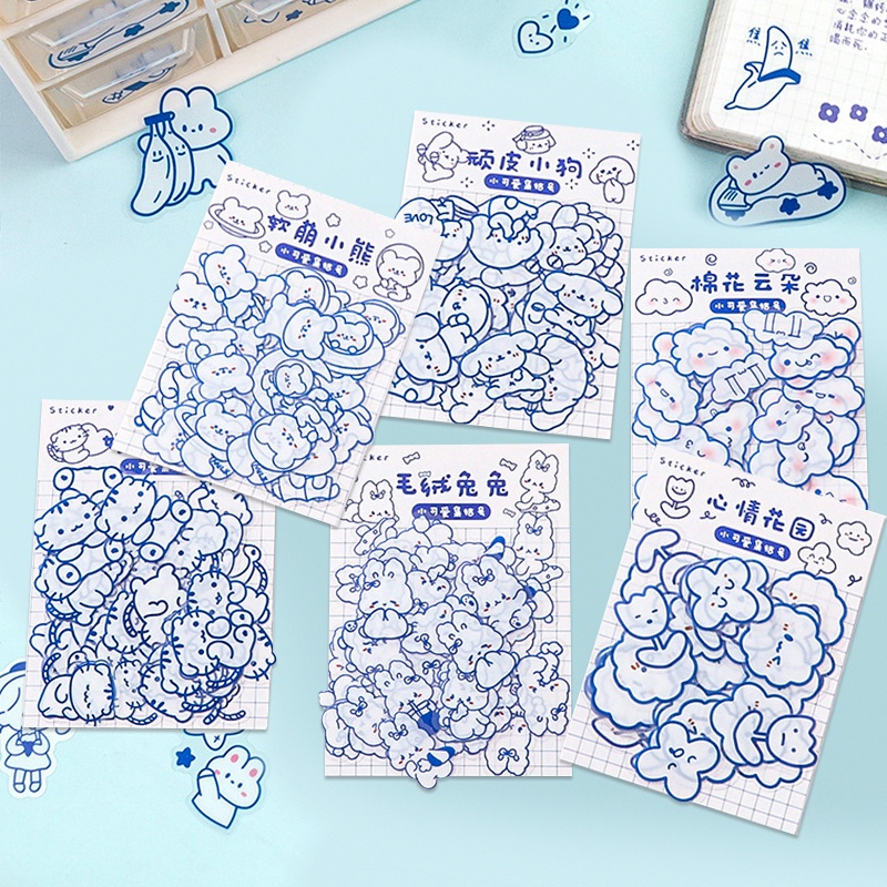 40 Sheets Cartoon Kawaii PET Sticker Package Handbook Waterproof DIY ...
