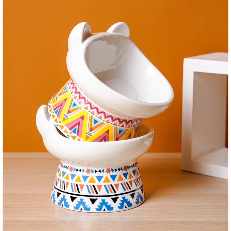 Cat Bowls Elevated Tilted Anti Vomiting Cat Bowl Ceramic for Flat Faced Cats Small Dogs Kittens Puppy Shopee Singapore