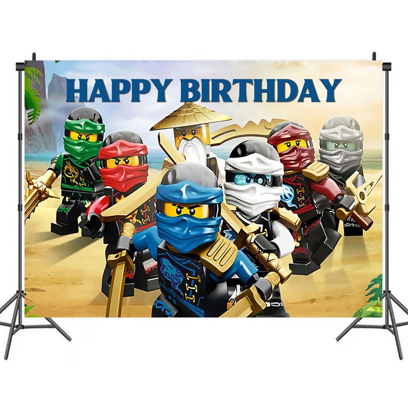 125x80cm Ninjago Theme Photo Backdrop Vinyl Cloth Photography Background Kids Happy Birthday Party Decor Shopee Singapore