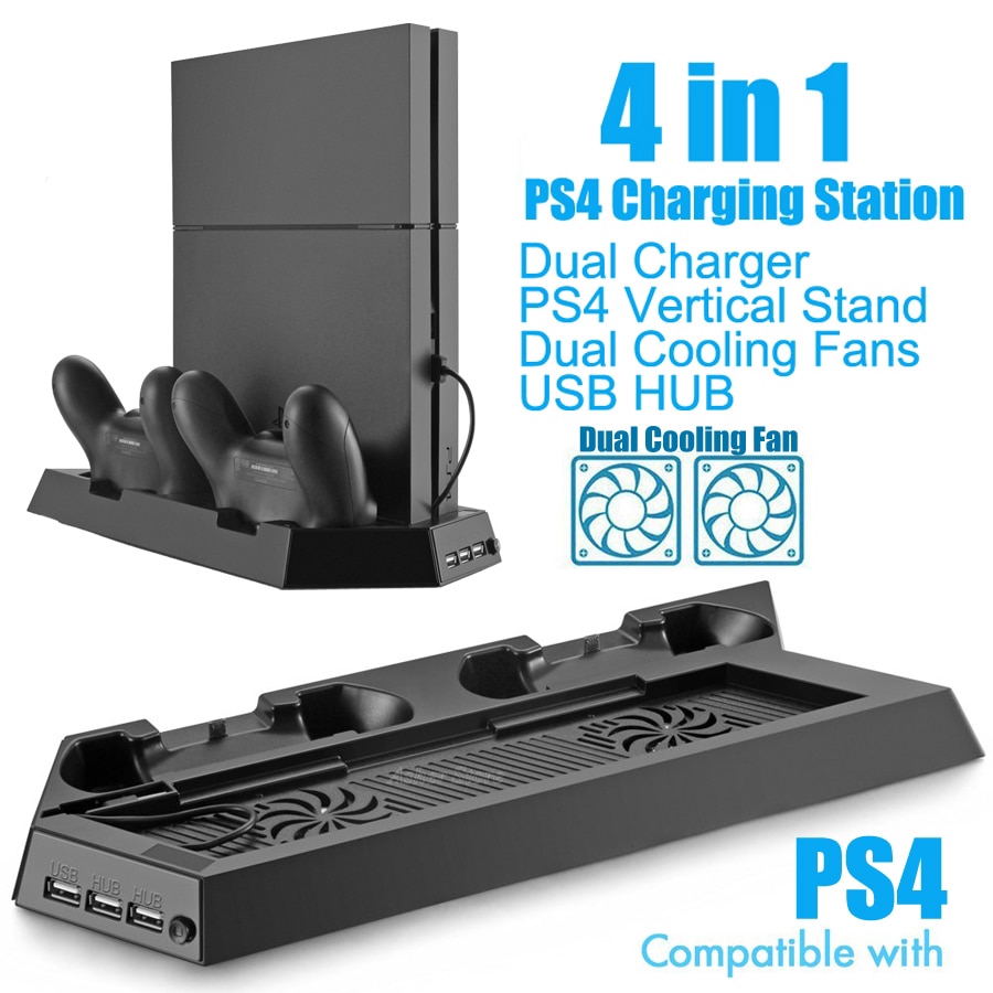 For PS4 Console Vertical Stand 2 Controller Charger Charging Dock 2 ...