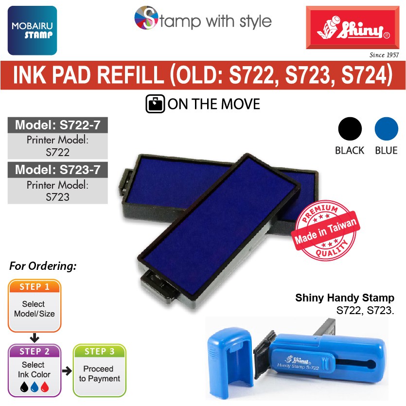Ink Pad/Cartridges Refill for Self Inking Stamps Shiny Handy Stamp