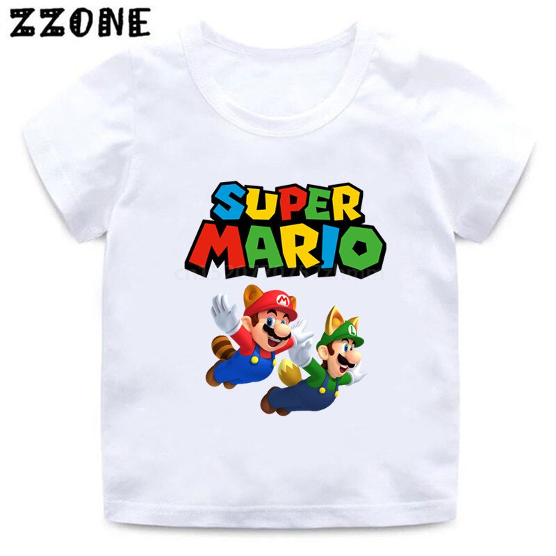 Boys Fashion Tops Super Mario Bros Yoshi Cartoon Printed Shirts