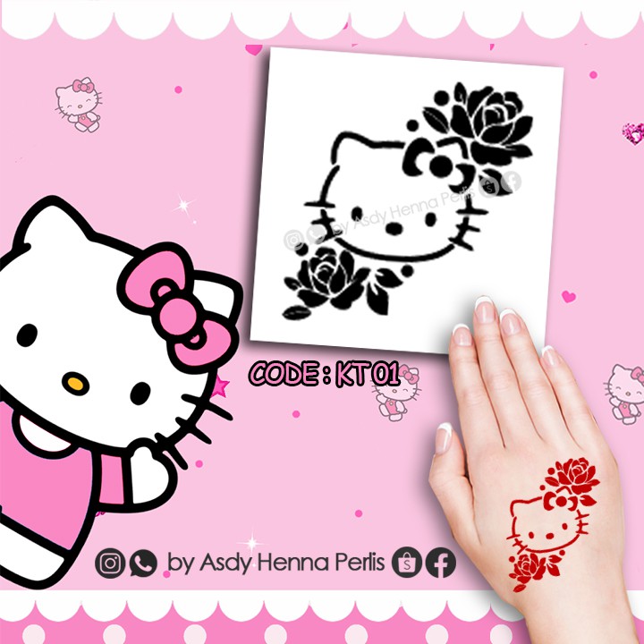 Sticker Inai Kanak Kids Kartun DIY Henna Hello Kitty Budak ASDY Henna ...
