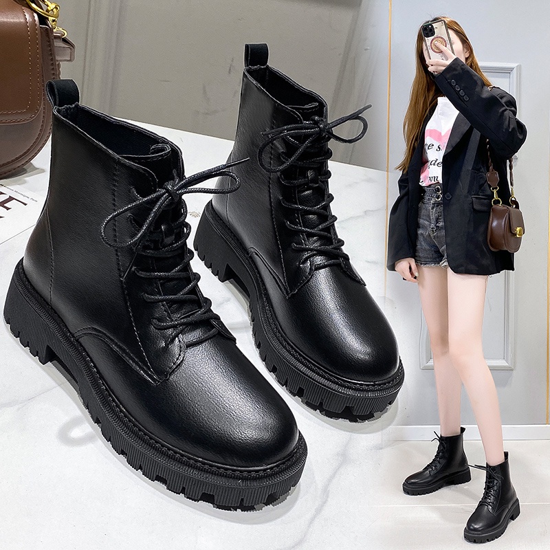 MAY Fashion Martin Boots Korean Style Ladies Zippers Ankle Boots Comfortable High Heel Leather Shoes Ready Stock Shopee Singapore