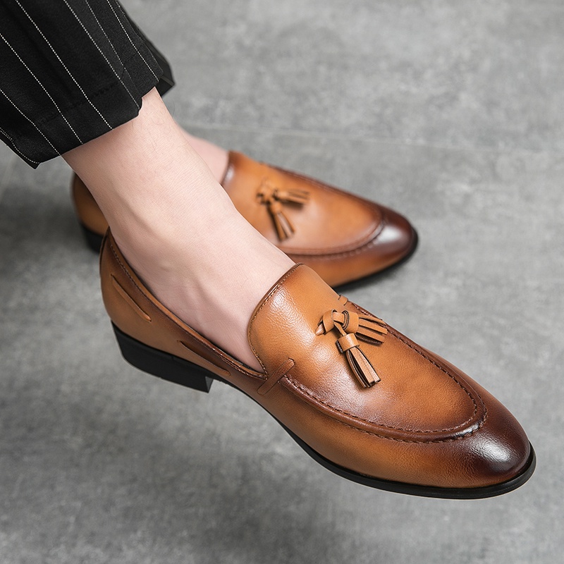 Mens leather sale loafer dress shoes