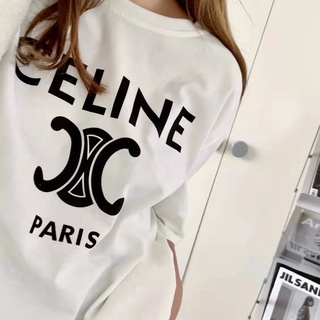 CELINE PARIS ANCHOR T-SHIRT IN COTTON JERSEY - OFF WHITE / NAVY