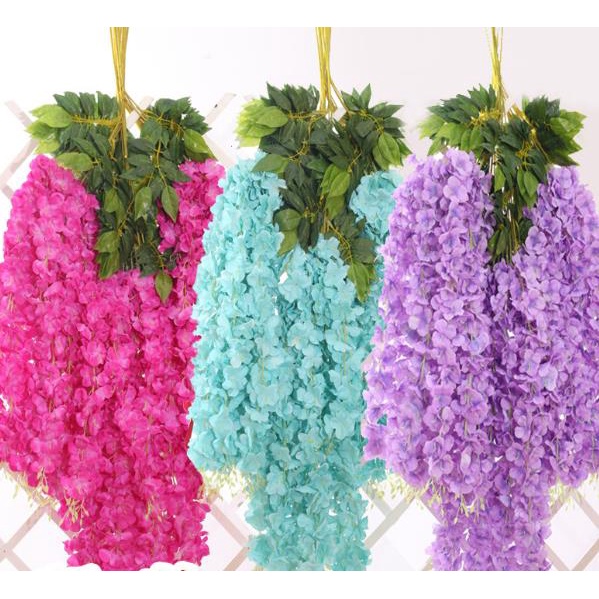 1.1M Artificial Wisteria Vine Fake lilac Flowers Silk Garland Arch
