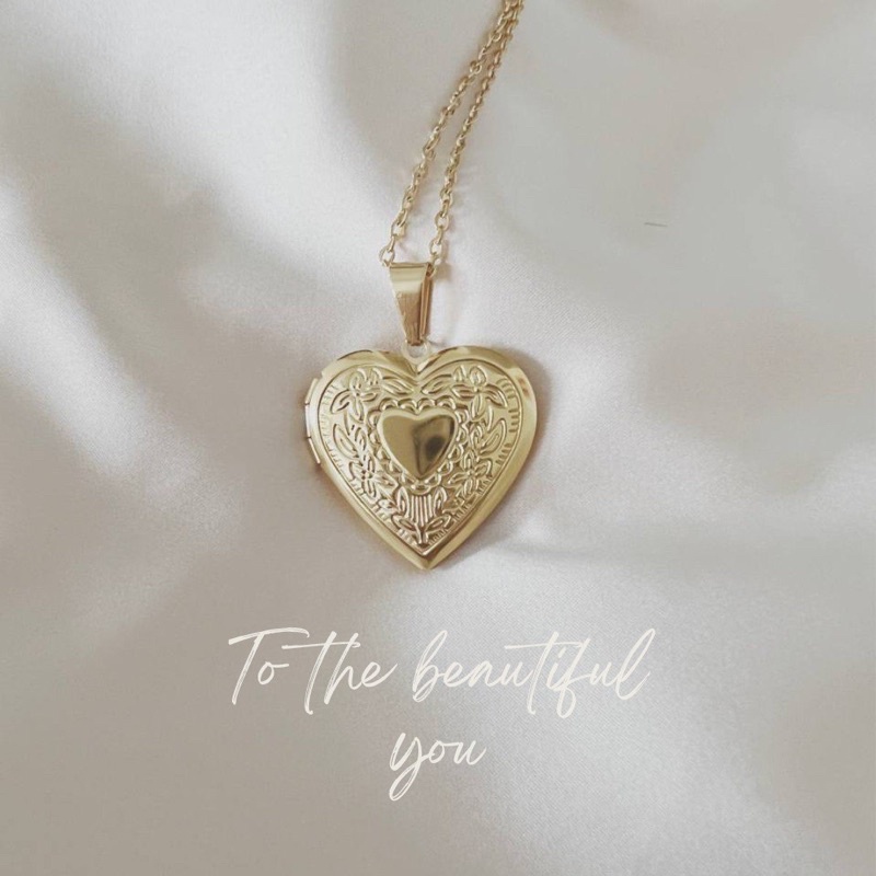 Gold heart locket on sale necklace