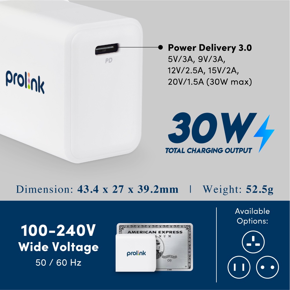 Prolink 3Prolink 30W PD Kepala Charger l Fast Quick Charger l iPhone Charger - Gambar 3