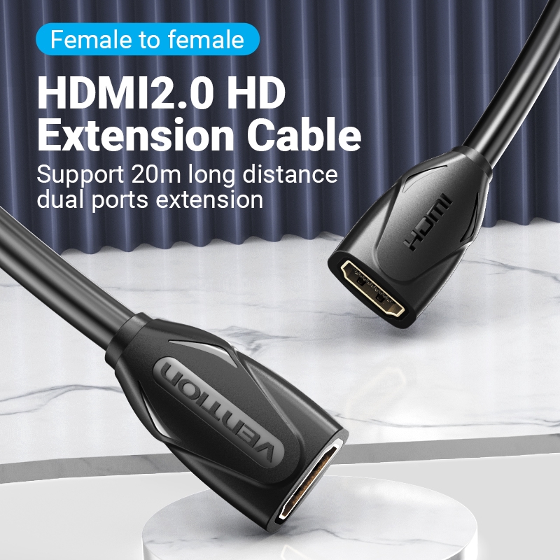 Vention AAX kabel HDMI Female to Female Extension Cable 0.5M Black - Gambar 2