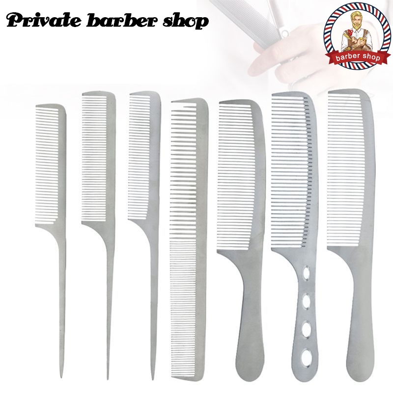 Salon Shop Barber Comb Stainless Steel Hair Cutting Combs Haircut Flat