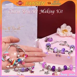 52 Pieces Charm Bracelet Making Kit Including Colorful Crystal Beads Bracelet  Charms Gift Diy Craft Jewelry For Girls Kids Teens Bracelet Making Beads