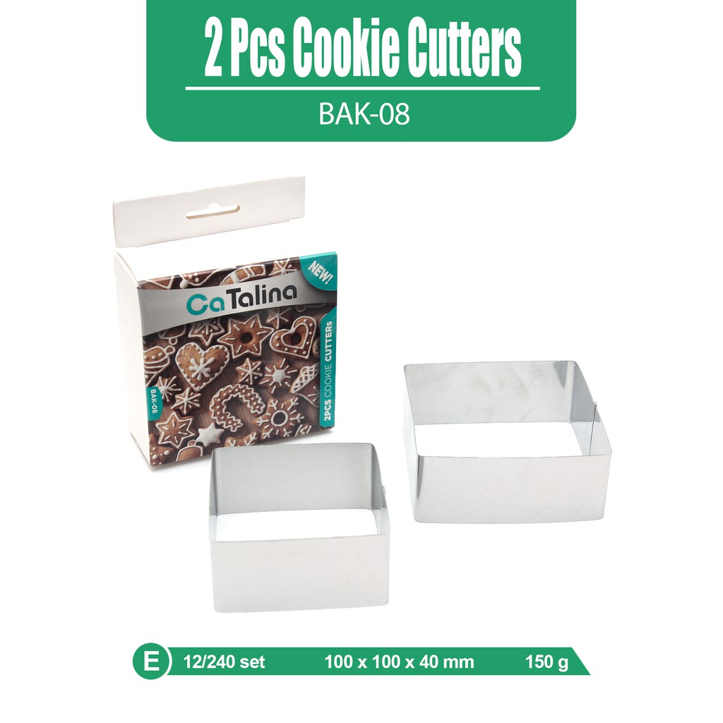 CaTalina Cookie Cutters Cetakan Kue Kering Persegi Stainless 2 Pcs - Gambar 3